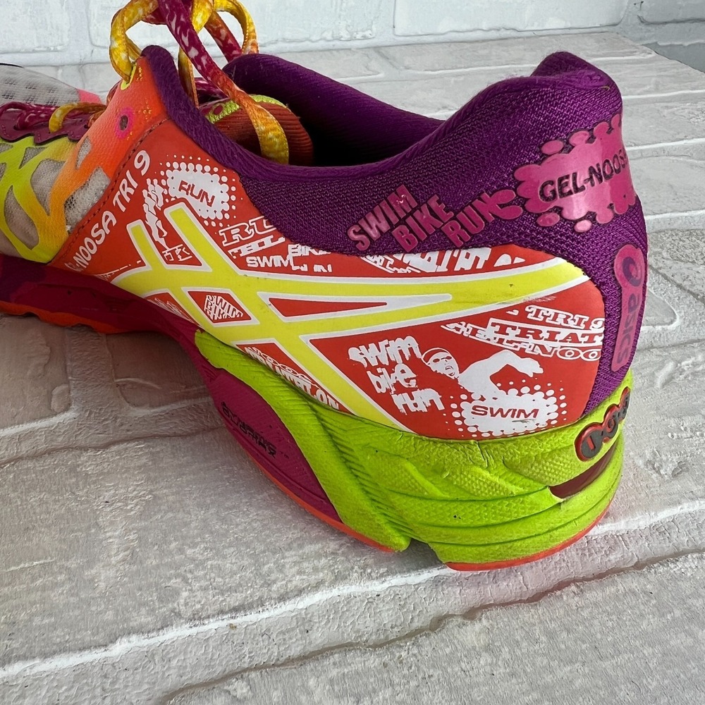 ASICS GEL Noosa Tri 9 Womens 9.5 Running Shoes Neon Multicolor Triathlon T458N - Picture 4 of 12